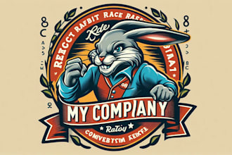 design premium vintage rabbit race mascot logo t shirt design
