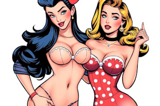 pin up girl and pin up girl illustration