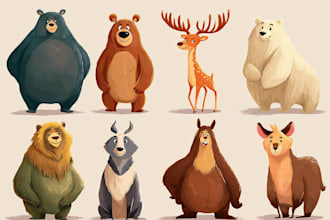 create cartoon vector animal in a simple style
