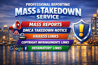 takedown remove copyright mass reports to remove defamatory posts from internet
