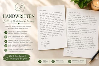 handwrite notes, assignments, letters in neat handwriting