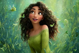 do cute disney cartoon portrait