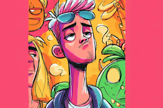 create doodle illustration, cartoon and nft art in my style