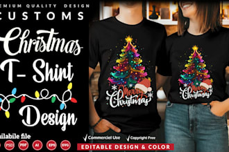 design unique christmas t shirt designs for pod and print