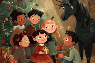 christmas book illustration, christmas children book