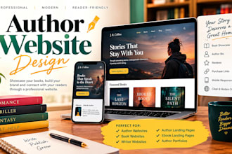 design author website, author portfolio, ebook website and book author website