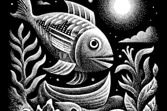 create linocut t shirt design for brands