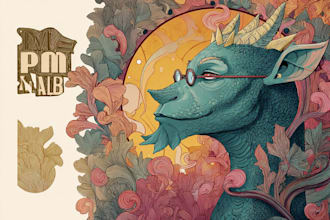 draw a vintage portrait in art nouveau bohemian style