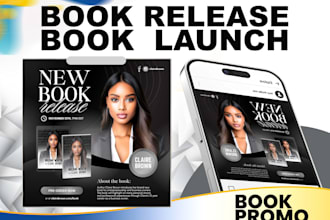 do book release, book launch, book cover, or podcast flyer
