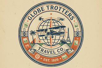 design a vintage travel agency logo with timeless adventure vibes