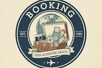 design a vintage booking logo with classic and elegant style