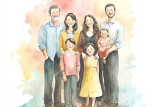 create a watercolor family portrait from photo
