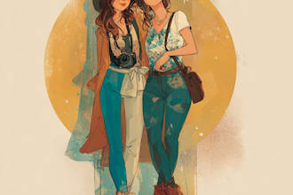 do your portrait in a watercolor and friendship portrait