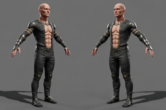 create 3d character models with realistic textures, rigging and lighting