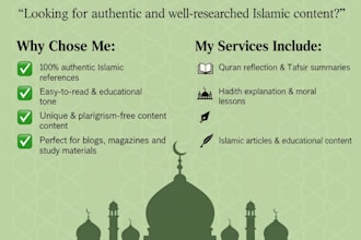 create professional islamic content based quran, hadeeth