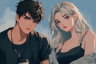 make a anime couple character art anime style