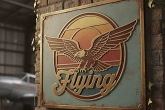 design a vintage flying logo with classic aviation and retro style
