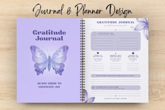 design digital journal, daily planner, printable planners and journals