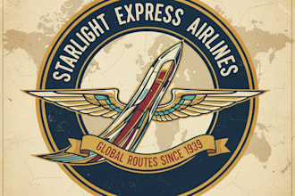 design a vintage airline logo  with a classic aviation and retro travel style