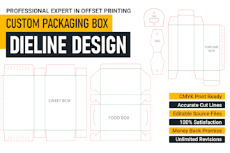 custom packaging dieline, die cut template design for boxes, labels and sticker