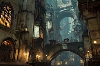 create high quality 3d environment art, concept art, fantasy art, sci fi art