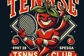 design a custom vintage tennis club logo with t shirt