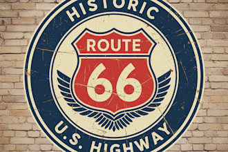 design a vintage route logo with a classic travel and adventure style