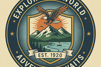 design a vintage tourism logo with a classic and nostalgic travel style