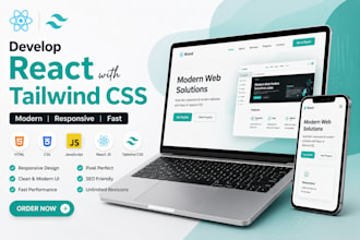 develop react with tailwind CSS website