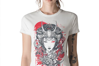 make a japanese t shirt illustration