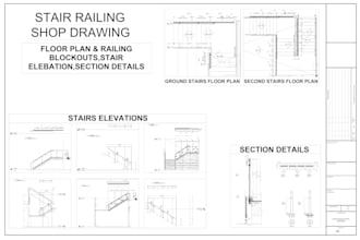 precise stair railing and handrail drawings