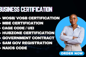 get you sba, wosb, svosb, mbe, 8a, dbe certification, uei registration