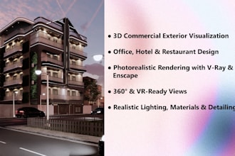 render 3d exterior for commercial buildings and offices