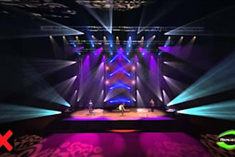 3d stage lighting visualization, stage setup stage design stage lightning layout