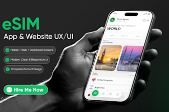 design a professional esim app, website, and dashboard UI UX in figma