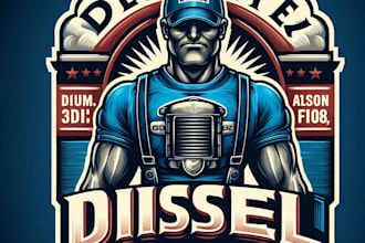 vintage custom diesel shop logo  t shirt design retro automotive branding