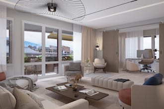redesign penthouse interior,luxury apartment design, render kitchen,dining area