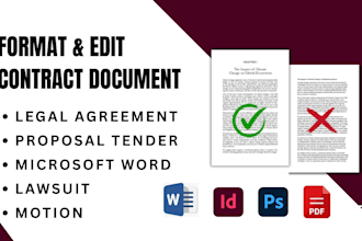 draft, format legal contract agreement, lawsuit,  ms word doc, proposal tender