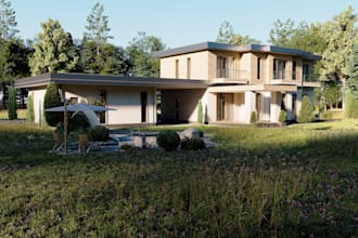 create ultra realistic 3d exterior render for your modern house or villa
