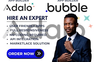 build no code app using bubble io, adalo or flutterflow, mvp app development