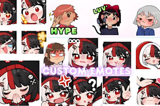 custom twitch emotes animated vtuber emotes stickers pack sub badges for stream