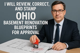 review, correct, and stamp ohio basement renovation blueprints for approval