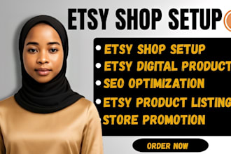 setup etsy shop with digital products print on demand optimized listing