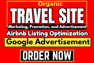 organic travel site promotion airbnb listing marketing, hotel booking