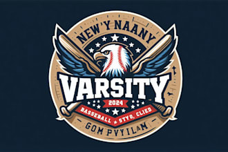 design a varsity, baseball styled logo for commercial use