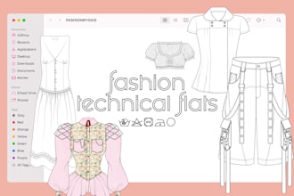 create professional garment technical flat drawings