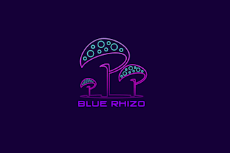 design blue psychedelic mushroom logo