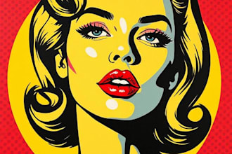 draw pop art portrait in roy lichtenstein style