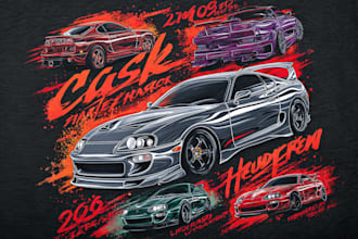 retro automotive tshirt, car show design
