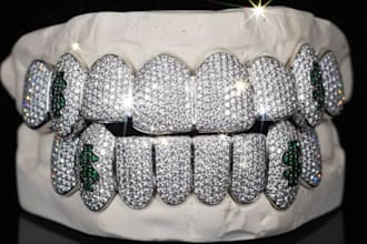 do 3d cad diamond iced out rapper teeth design, hip hop bling,dental mold render